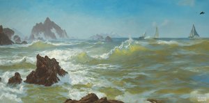 JJM recreëert Bierstadt-A: Seal Rock Californië (met zeilschepen)