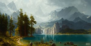 JJM recreëert Bierstadt-A: Sierra Nevada (Panorama)