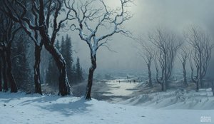 JJM recreëert Bierstadt-A: Winter in Yosemite (schaatsers)