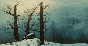 JJM recreëert Friedrich-C-D: Steenhoop in de sneeuw (Panorama)