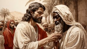Jezus geneest de blinde bedelaar door Josef Johann Michel