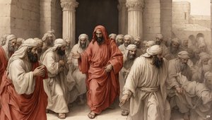 Jezus verdrijft de handelaars uit de tempel door Josef Johann Michel