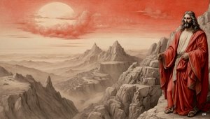 Jezus door de duivel op een berg getoond - aanbid mij door Josef Johann Michel