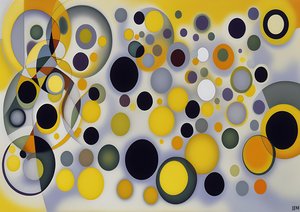 abstract: zilver-gele cirkels 4