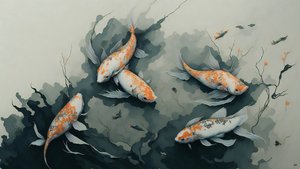 inkt schilderij: Koi-karper 03