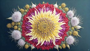 mandala: Distel met bloesem elementen_01