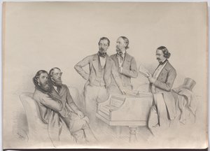 Oostenrijkse componisten; Heinrich Proch, Franz von Suppé, Karl Binder, Anton Emil Titl, Anton Maria Storch door Josef Kriehuber
