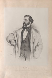 Portret van de operazanger Achille De Bassini 1819-1881, 1854 door Josef Kriehuber