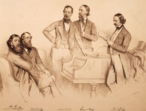 Groepsportret van Weense muzikanten en componisten: Franz von Suppe