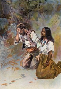 Robinson Crusoe: Ze knielden beiden samen neer door Joseph (after) Finnemore