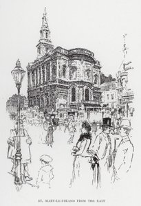 St Mary-le-Strand vanuit het Oosten door Joseph (after) Pennell