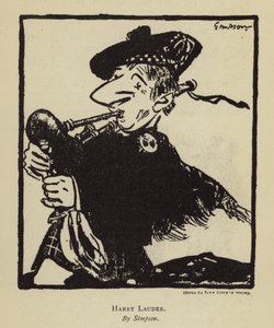 Harry Lauder, Schotse zanger en komiek (litho) door Joseph (after) Simpson