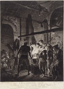 Een Smidse, gegraveerd door Richard Earlom (1743-97) door Joseph (after) Wright of Derby