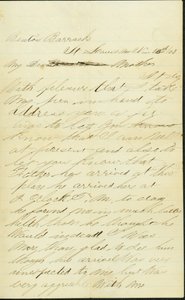 Brief ondertekend Joseph A. Fardell, Benton Barracks, St. Louis, Mo., aan Moeder, 12 november 1863