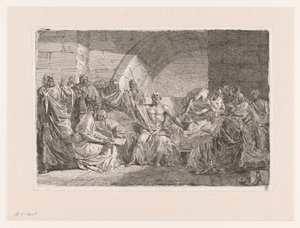 Socrates dicteert zijn testament door Joseph Abel