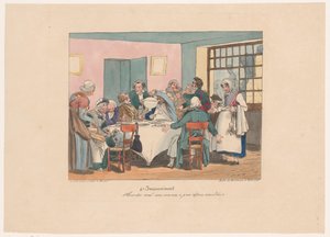 Gezelschap aan tafel aan het vasten