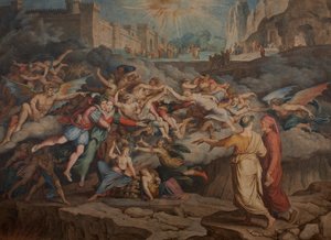 Dante en Vergilius in de tweede cirkel van de hel door Joseph Anton Koch