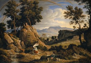 Landschap bij Olevano met regenboog