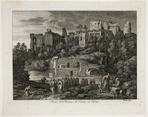 Ruïnes van het Paleis van de Caesars in Rome, plaat acht uit Die Römische Ansichten door Joseph Anton Koch