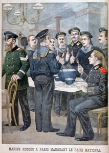 Russische mariniers eten paiki in Parijs, 1900 door Joseph Belon