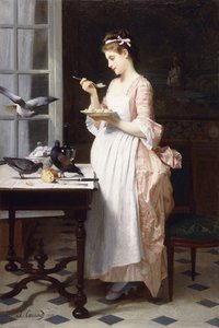 De duiven voeren