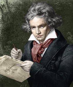 Ludwig van Beethoven (1770-1827), componeert de Missa solemnis, naar Karl Joseph Stieler (1781-1858) door Joseph Carl (after) Stieler