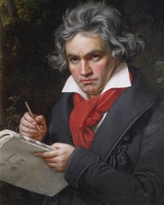 Portret van Ludwig van Beethoven, Duitse componist en pianist, componeert de Missa Solemnis door Joseph Carl Stieler