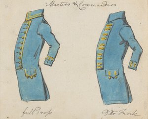 Zijaanzicht van twee marinejassen; Meesters en commandanten door Joseph Cartwright