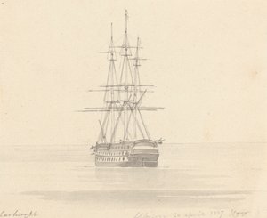 Enkele fregat, achtersteven vooruit; Albion 20 april 1817