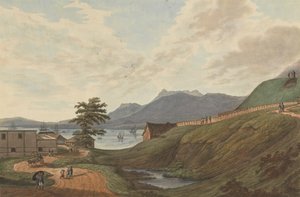 Soongey Lamou Heuvels Fort Marlborough, Benkulen, Sumatra, 1799 door Joseph Constantine Stadler