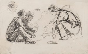 Zittende figuren door Joseph Crawhall