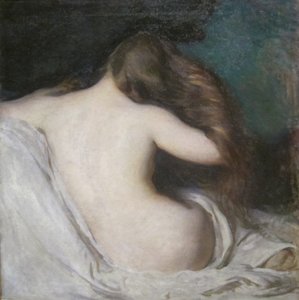 Vrouw die haar haar droogt