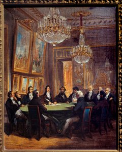 De hertog van Orleans ondertekent de proclamatie van de luitenant-generaal van het koninkrijk op 31/07/1830 in het Koninklijk Paleis