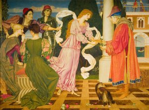 Schoonheid ontvangt de witte roos van haar vader, 1899 door Joseph Edward Southall