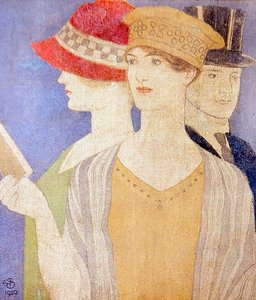 Bezoekers van een tentoonstelling door Joseph Edward Southall