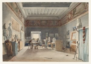 Een Studio in de Villa Medici, Rome door Joseph Eugène Lacroix