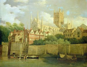 Een Uitzicht op Worcester Cathedral vanuit het Zuidwesten door Joseph Farington