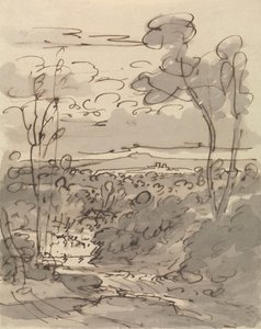 Bomen en Heuvelachtig Landschap door Joseph Farington