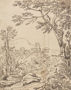 Bomen en een Verafgelegen Kasteel door Joseph Farington