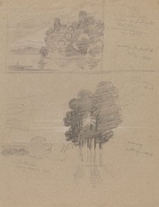 Twee Schetsen van een Kasteel en van Bomen; Ochtend en Avond door Joseph Farington