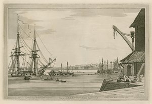 Uitzicht op Greenwich vanaf Deptford Yard door Joseph Farington