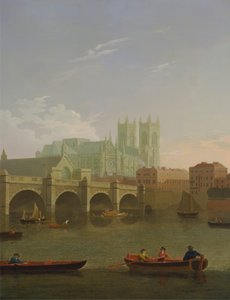 Westminster Abbey en brug door Joseph Farington