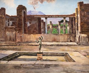 Het huis van de Faun in Pompeii (olieverf op doek)