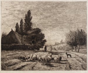 Dorpsstraat in Frankrijk door Joseph Foxcroft Cole