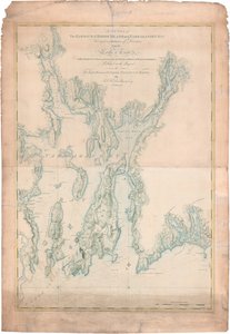 Een kaart van de haven van Rhode Island en Narragansett Bay
