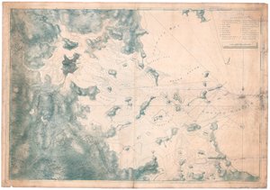 Een kaart van nautische opmerkingen over waarnemingen voor de kaart van de haven van Boston