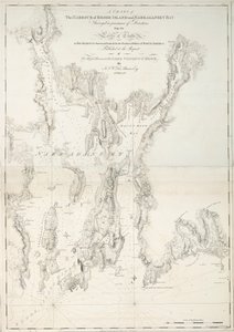 Een kaart van de haven van Rhode Island en Narraganset Bay