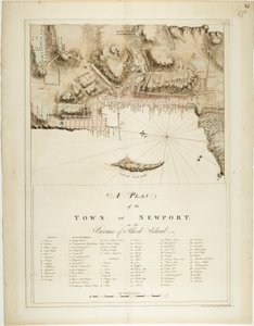 Een plan van de stad Newport in de provincie Rhode Island