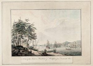 Een uitzicht op de stad en haven van Halifax, vanaf de kust van Dartmouth, ca. 1777