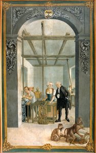 Wetter Brothers Indian Fabric Factory: Werknemers die door het rooster van bedrukte doeken gaan door Joseph Gabriel Rossetti